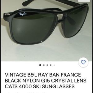 Vintage B&L RayBan France Black Nylon G15 Crystal lenses Cats 4000 skisunglasses